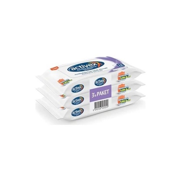 Activex Hassas Antibakteriyel 15 Yaprak 3'lü Paket Islak Cep Mendili
