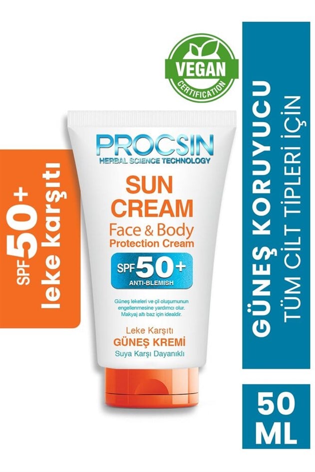 Procsin Leke Karşıtı Yüz Vücut SPF50 Güneş Kremi 60 ml