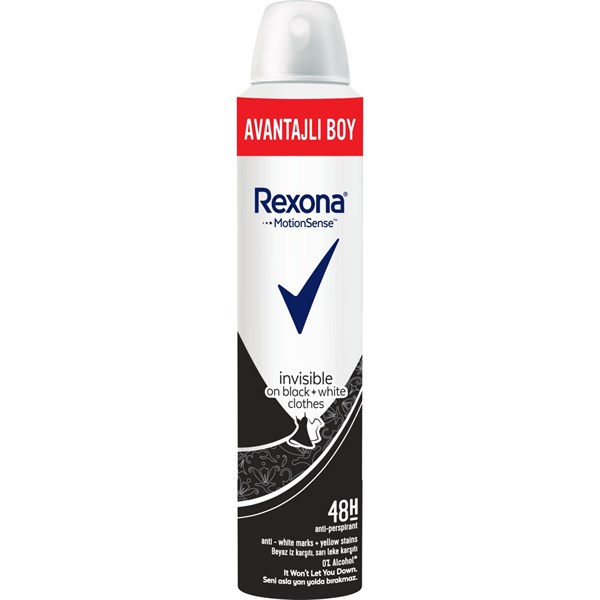 Rexona Invisible Black + White Antiperspirant Kadın Sprey Deodorant 200 ML